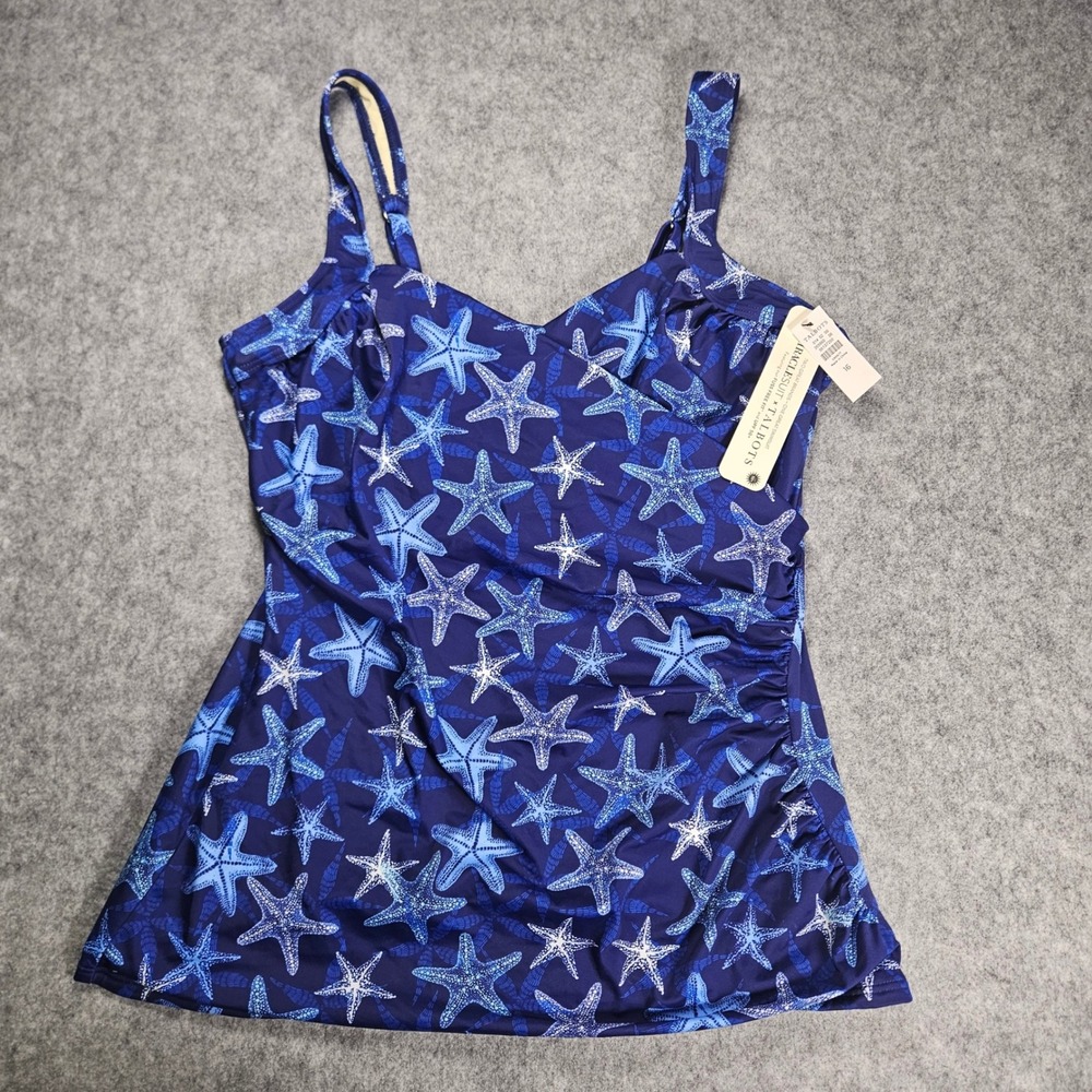 Talbots x Miraclesuit Womens Blue Starfish Tankini Swim Vacation Nautical Sz 16